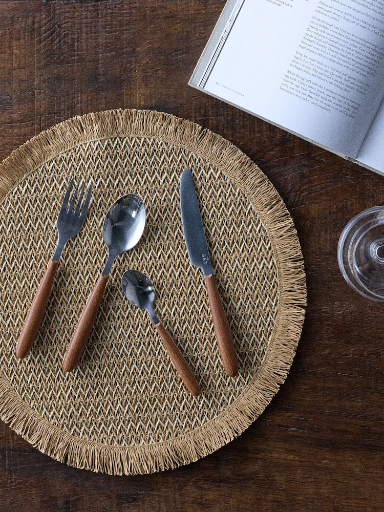 The Set 24 Pack Brown Wooden Effect Cutlery Set - Image 1 of 3