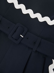 Reiss Navy/Ivory Dash Petite Ric-Rac Trim Wide-Leg Jumpsuit - Image 8 of 8