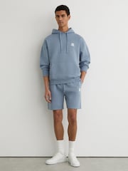 Reiss Powder Blue Levin Monogram Embroidered Cotton Shorts - Image 1 of 6