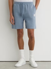 Reiss Powder Blue Levin Monogram Embroidered Cotton Shorts - Image 3 of 6