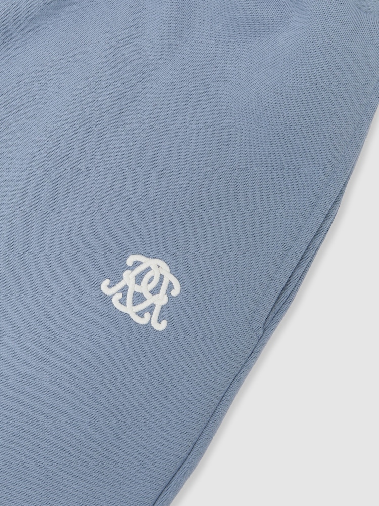 Reiss Powder Blue Levin Monogram Embroidered Cotton Shorts - Image 6 of 6