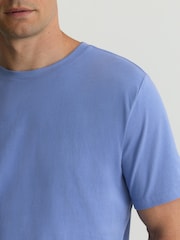 Cornflower Blue - Camiseta sartorial de algodón con cuello redondo jaspeada Bless de Reiss - Imagen 4 de 6