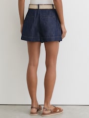 Reiss Indigo Beau Cotton-Linen Belted Shorts - Image 4 of 6