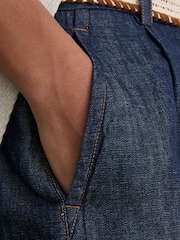 Reiss Indigo Beau Cotton-Linen Belted Shorts - Image 5 of 6