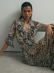 Atelier Silk-Blend Animal-Print Ruffled Blouse - Image 1 of 7