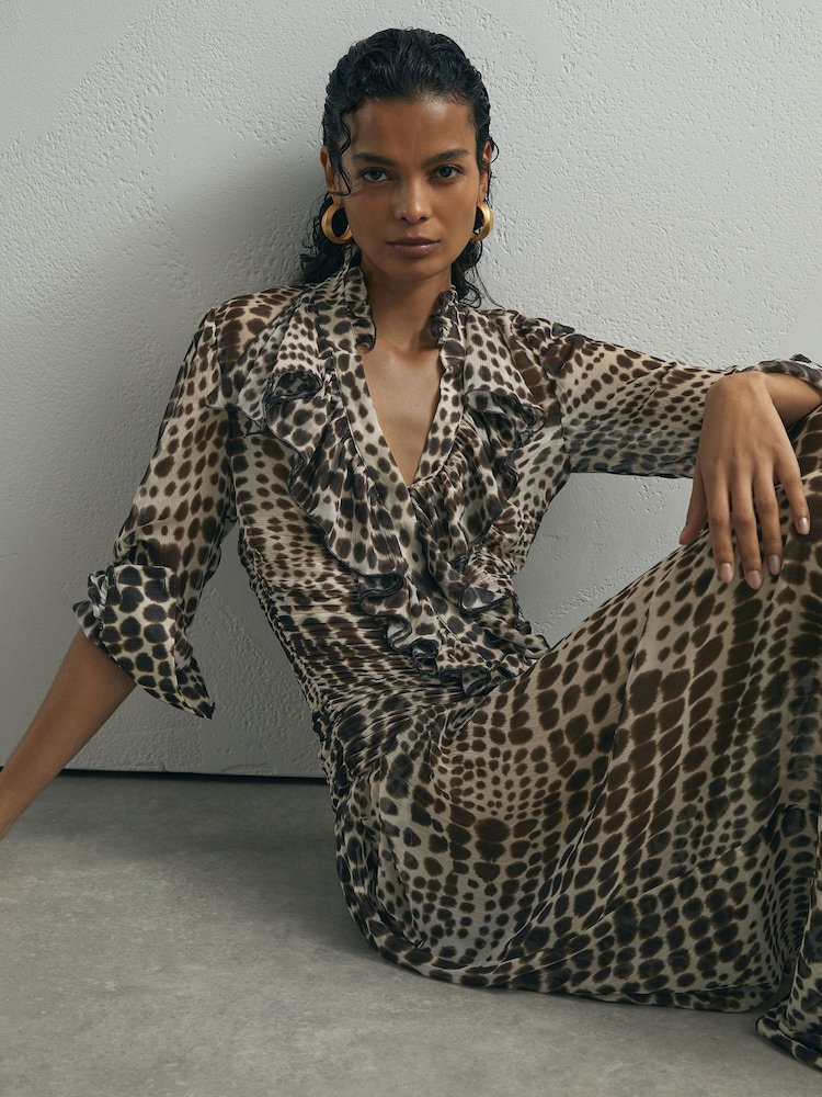 Atelier Silk-Blend Animal-Print Ruffled Blouse - Image 1 of 7