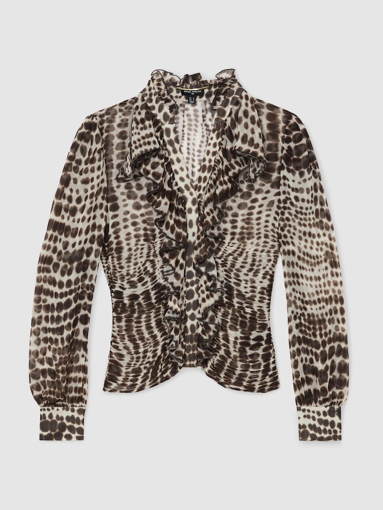 Atelier Silk-Blend Animal-Print Ruffled Blouse - Image 2 of 7