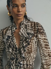 Atelier Silk-Blend Animal-Print Ruffled Blouse - Image 5 of 7