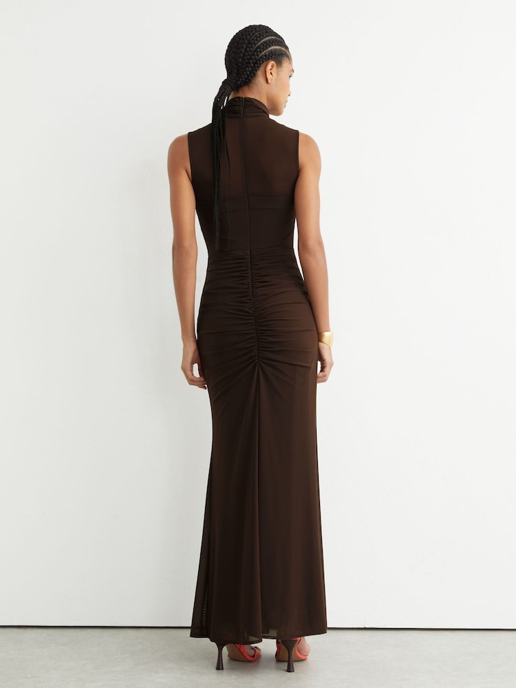 Buy Reiss Chocolate Brown Colette Ruched Sleeveless Maxi Dress from Next USA