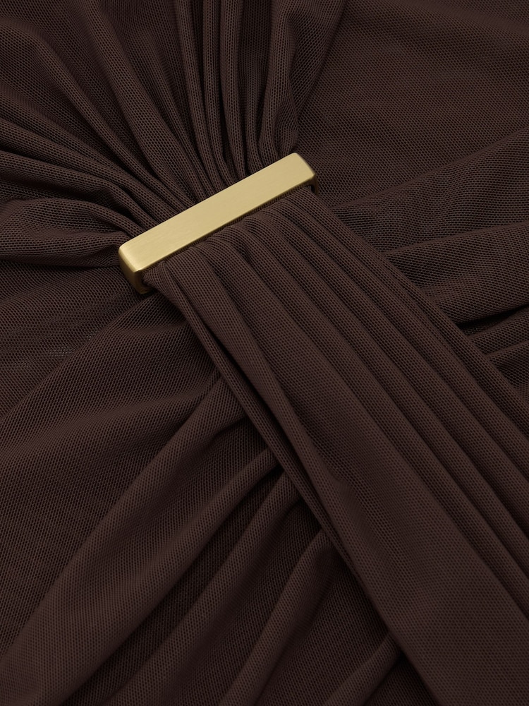 Reiss Chocolate Brown Colette Ruched Sleeveless Maxi Dress - Image 6 of 6 Reiss Chocolate Brown Colette Ruched Sleeveless Maxi Dress - Image 6 of 6