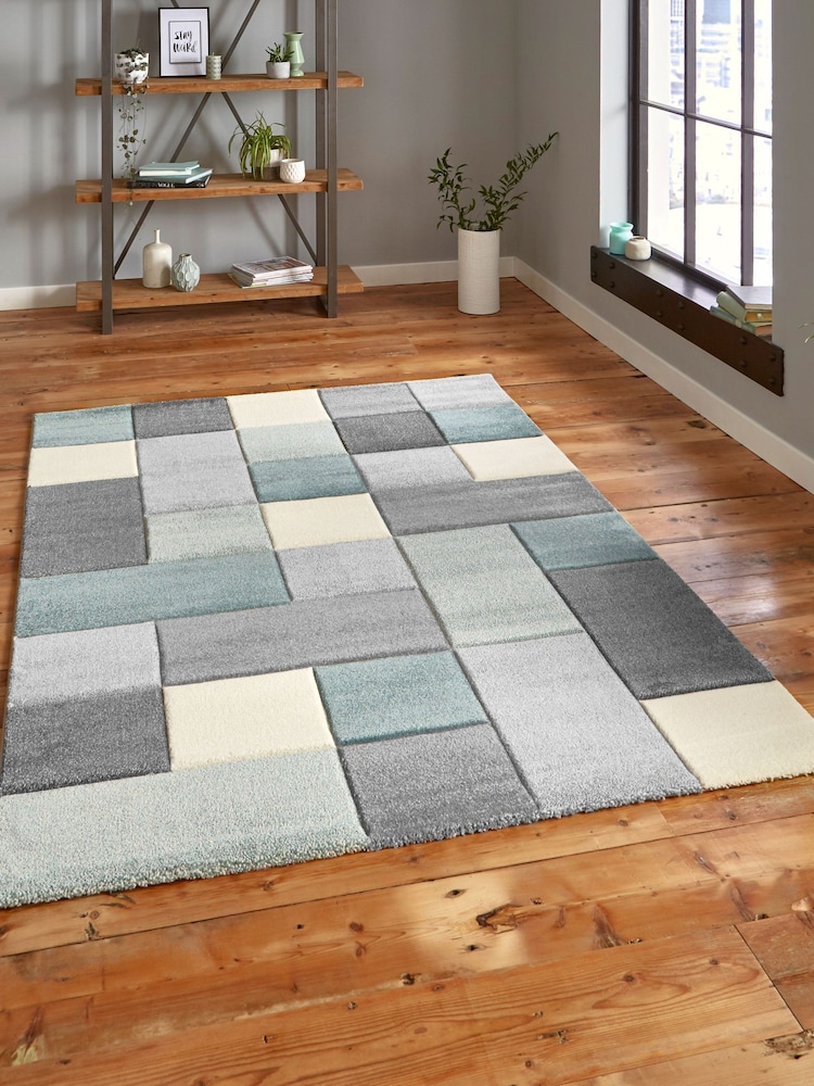Think Rugs Blue Brooklyn 646 Modern Geometric Rug - Image 1 of 5 Think Rugs Blue Brooklyn 646 Modern Geometric Rug - Image 1 of 5