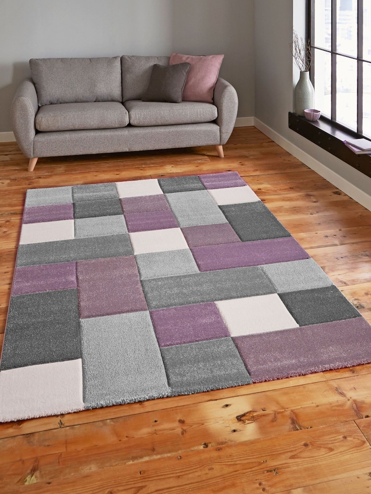 Think Rugs Purple Brooklyn 646 Modern Geometric Rug - Image 1 of 5 Think Rugs Purple Brooklyn 646 Modern Geometric Rug - Image 1 of 5