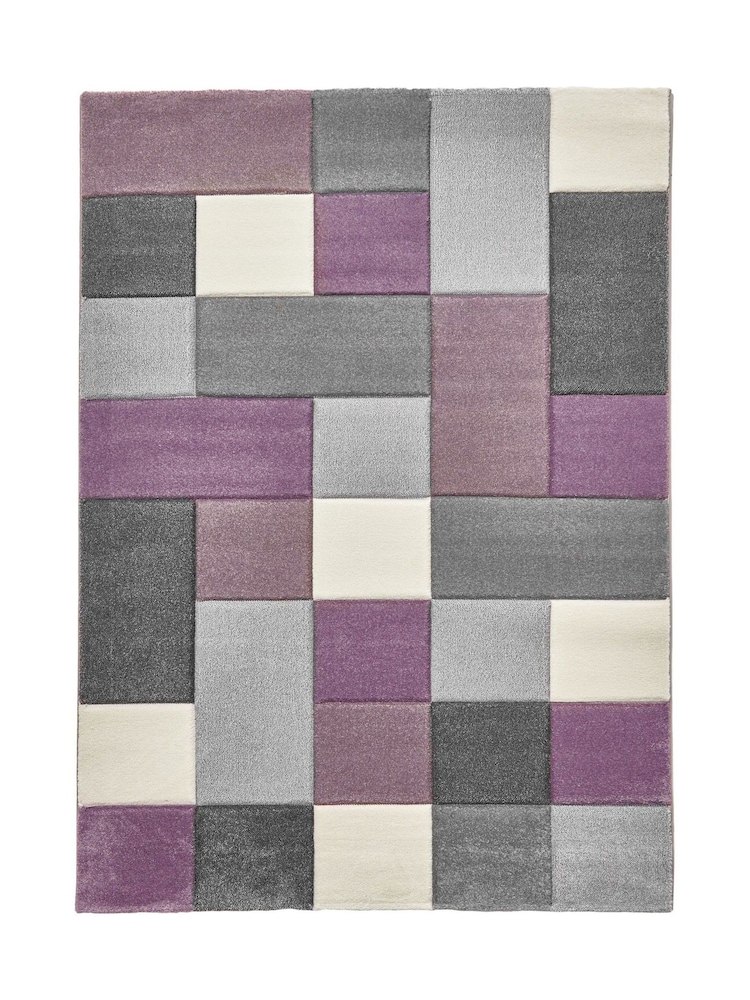 Think Rugs Purple Brooklyn 646 Modern Geometric Rug - Image 2 of 5 Think Rugs Purple Brooklyn 646 Modern Geometric Rug - Image 2 of 5