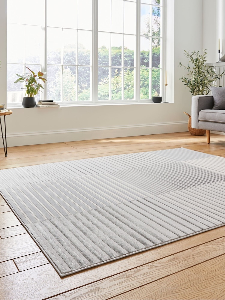 Think Rugs Grey Apollo 2681 Modern Linear Rug - Image 2 of 6