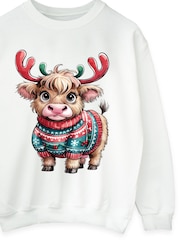 Brands In White Highland Cow Christmas Sweat Top - Image 4 of 5