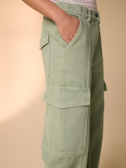 Khaki Green Barrel Leg Cargo Trousers - Image 5 of 10