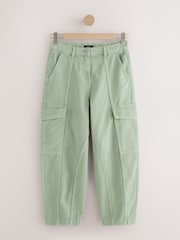 Khaki Green Barrel Leg Cargo Trousers - Image 6 of 10