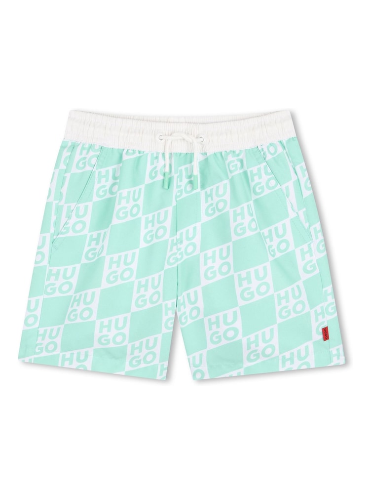 HUGO Green Logo Swim Shorts - Image 2 of 4