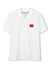 Alb - HUGO Logo Short Sleeve Polo Shirt - Imaginea 1 din 3