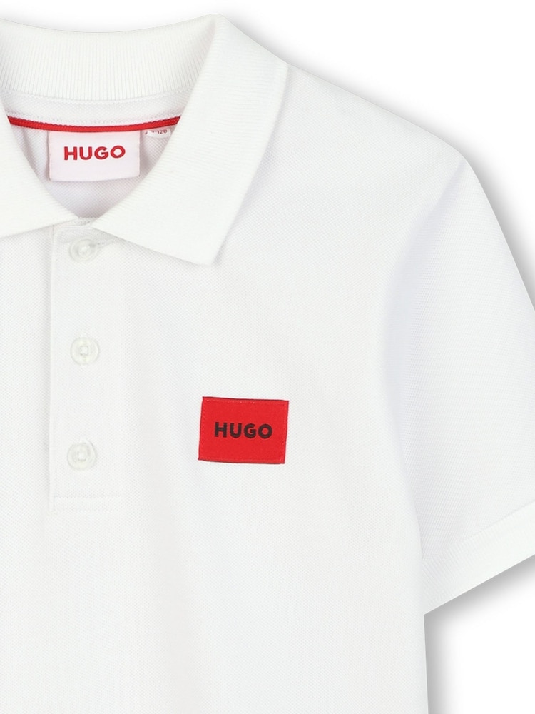 Alb - HUGO Logo Short Sleeve Polo Shirt - Imaginea 3 din 3