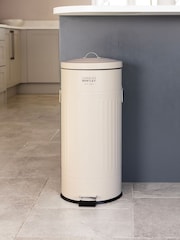 Charles Bentley Cream 30L Round Retro Kitchen Pedal Bin - Image 2 of 6
