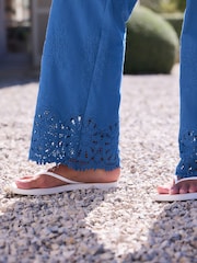 Blue Crochet Trim Wide Leg Trousers - Image 4 of 9