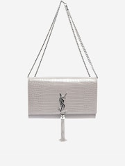 Sign of the Times Grey Saint Laurent Croc-Embossed Kate Tassel Bag - Image 4 of 8