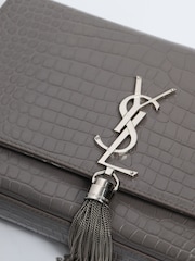 Sign of the Times Grey Saint Laurent Croc-Embossed Kate Tassel Bag - Image 5 of 8