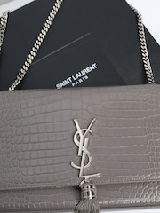 Sign of the Times Grey Saint Laurent Croc-Embossed Kate Tassel Bag - Image 6 of 8