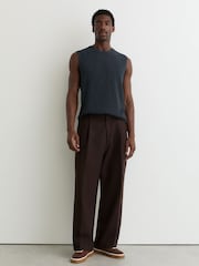 Reiss Airforce Blue Melgreen Textured Crew-Neck Vest - Image 3 of 6