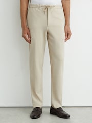 Reiss Stone Gerrard Tailored Fit Textured Jersey Drawstring Suit Trousers - Image 3 of 6