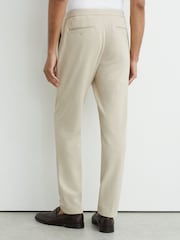 Reiss Stone Gerrard Tailored Fit Textured Jersey Drawstring Suit Trousers - Image 5 of 6