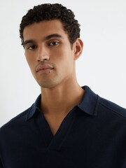 Reiss Navy Lambert Merino Wool Relaxed Polo Jumper - Image 3 of 6