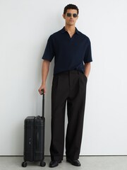 Reiss Navy Lambert Merino Wool Relaxed Polo Jumper - Image 4 of 6