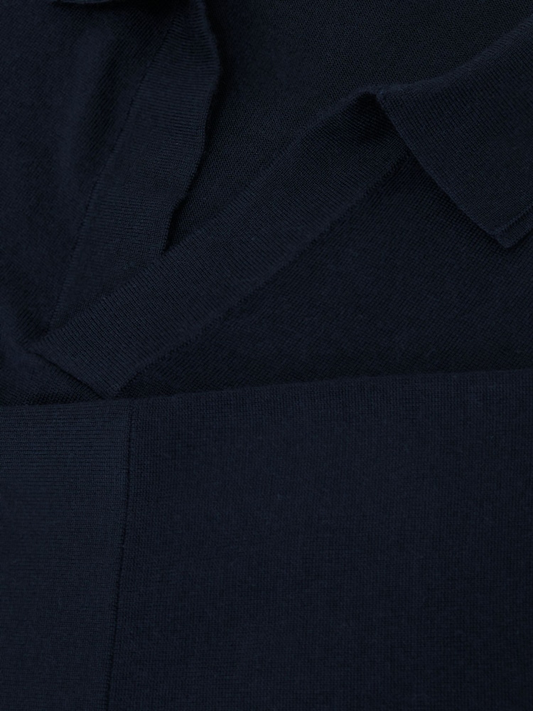 Reiss Navy Lambert Merino Wool Relaxed Polo Jumper - Image 6 of 6