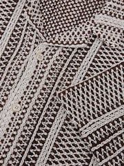 Reiss Dark Brown Aetos Crochet Stripe Cuban-Collar Shirt - Image 6 of 6