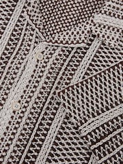 Reiss Dark Brown Aetos Crochet Stripe Cuban-Collar Shirt - Image 7 of 7