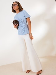 Friends Like These Pale Blue Twist Detail Short Sleeve Top - Image 3 of 5