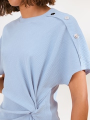 Friends Like These Pale Blue Twist Detail Short Sleeve Top - Image 4 of 5