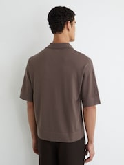 Reiss Ridge Brown Lambert Merino Wool Relaxed Polo Jumper - Image 5 of 6