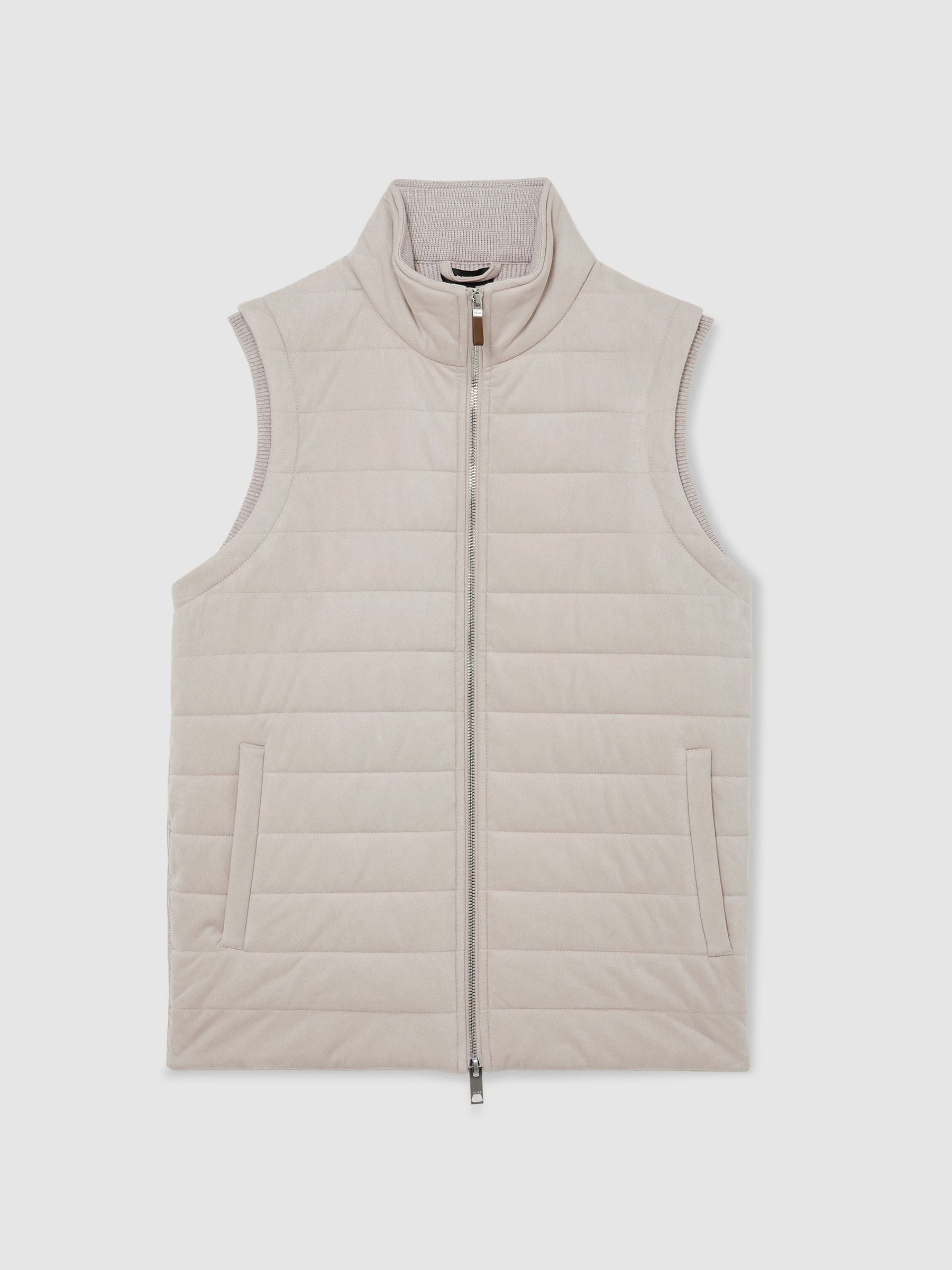 Buy Reiss Oatmeal Orson Funnel-Neck Quilted Gilet from Next USA