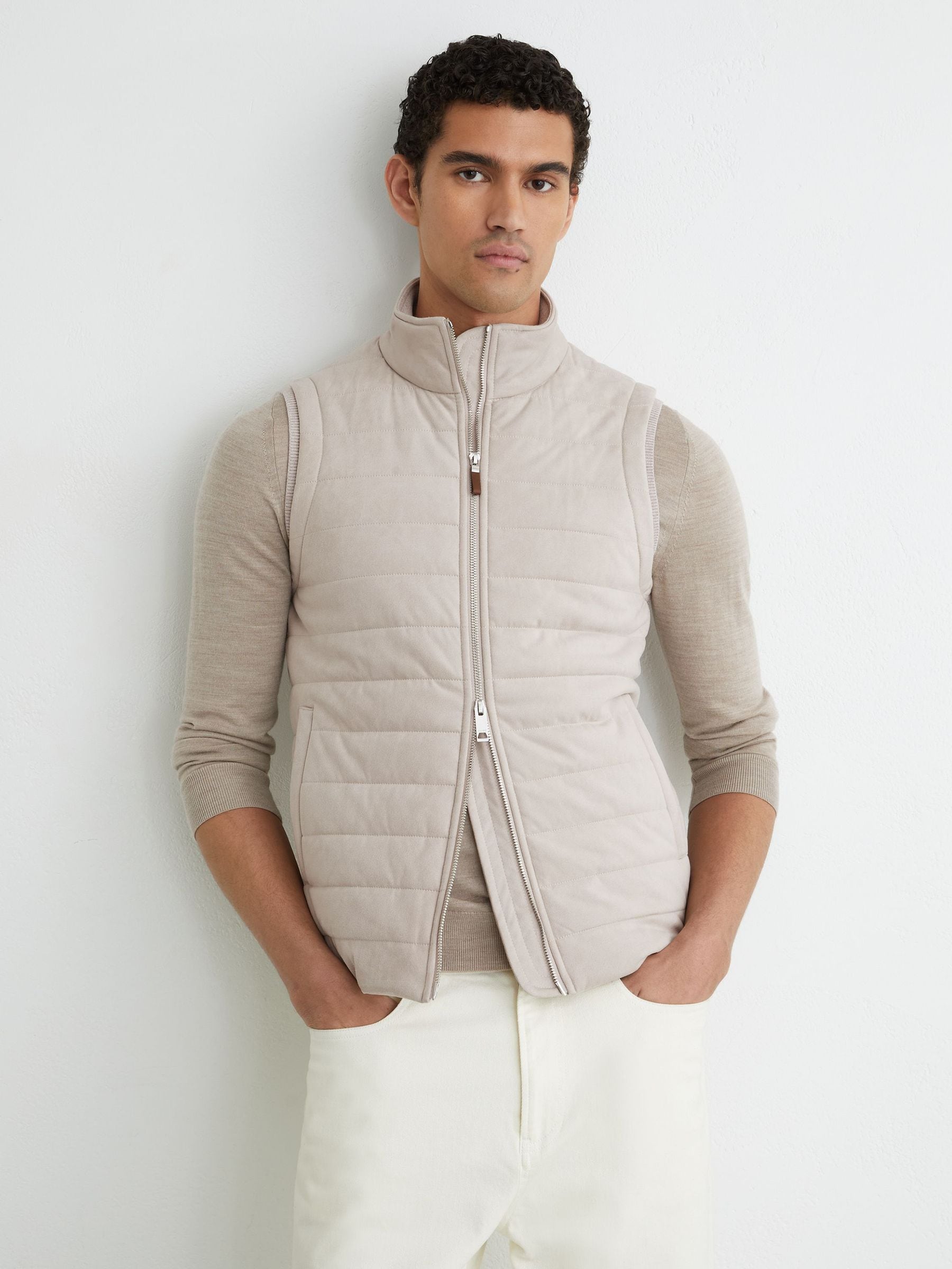 トップス ECRU Rich Frill Gilet Buy Reiss Oatmeal Orson Funnel-Neck Quilted Gilet from Next USA