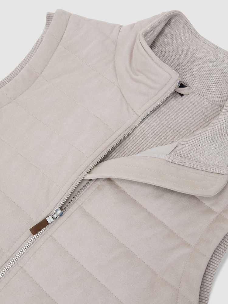 Reiss Oatmeal Orson Funnel-Neck Quilted Gilet - Image 7 of 7 Reiss Oatmeal Orson Funnel-Neck Quilted Gilet - Image 7 of 7