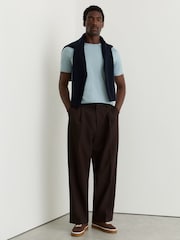 Reiss Powder Blue Count Air-Water Cotton Tailored-Fit T-Shirt - Image 1 of 6