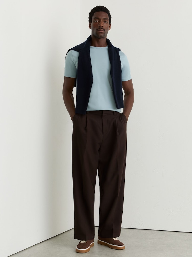 Reiss Powder Blue Count Air-Water Cotton Tailored-Fit T-Shirt - Image 1 of 6 Reiss Powder Blue Count Air-Water Cotton Tailored-Fit T-Shirt - Image 1 of 6