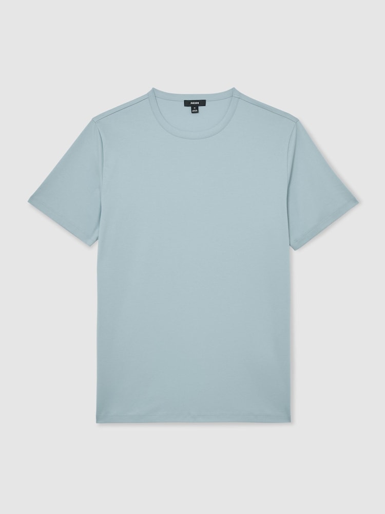 Reiss Powder Blue Count Air-Water Cotton Tailored-Fit T-Shirt - Image 2 of 6 Reiss Powder Blue Count Air-Water Cotton Tailored-Fit T-Shirt - Image 2 of 6