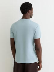 Reiss Powder Blue Count Air-Water Cotton Tailored-Fit T-Shirt - Image 5 of 6