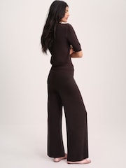 The Set Soft Knit T-Shirt and Trouser Co-Ord Set Chocolate Brown - Image 6 of 10