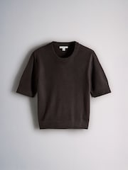 The Set Soft Knit T-Shirt and Trouser Co-Ord Set Chocolate Brown - Image 7 of 10
