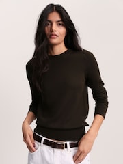 Khaki zelená - The Set Svetr z merino vlny s kulatým výstřihem a dlouhými rukávy - Obrázek 1 z 8